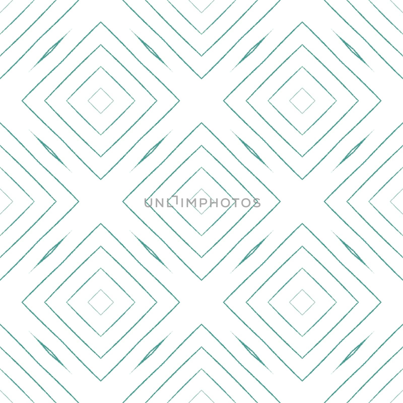 Chevron stripes design. Turquoise symmetrical kaleidoscope background. Textile ready cute print, swimwear fabric, wallpaper, wrapping. Geometric chevron stripes pattern.