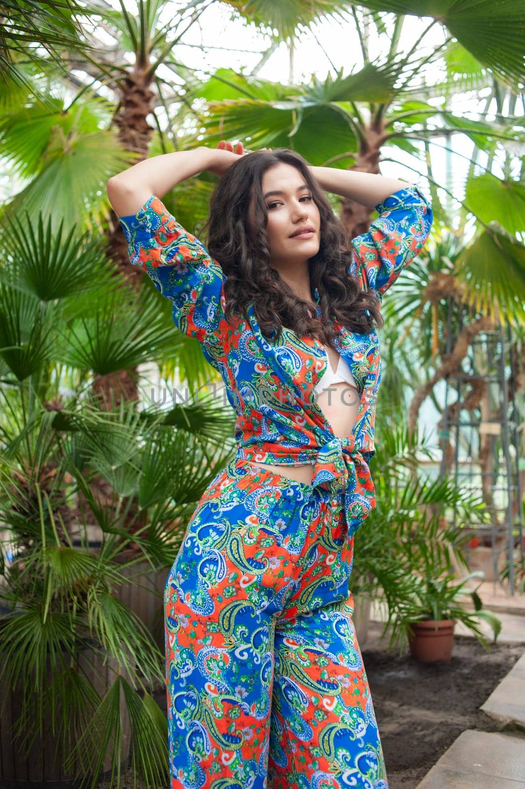 woman wearing summer clothes on tropical resort