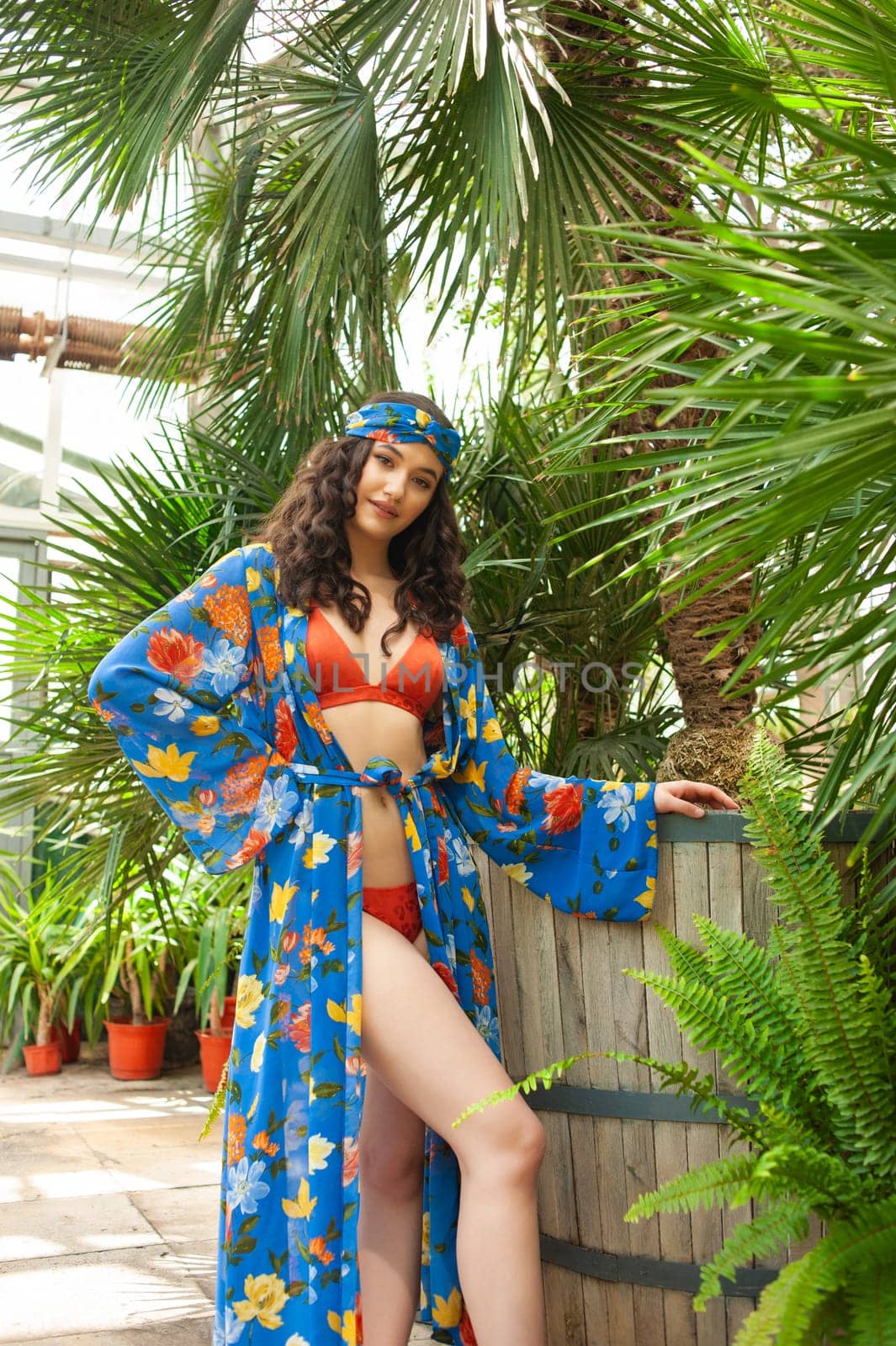 woman wearing summer clothes on tropical resort