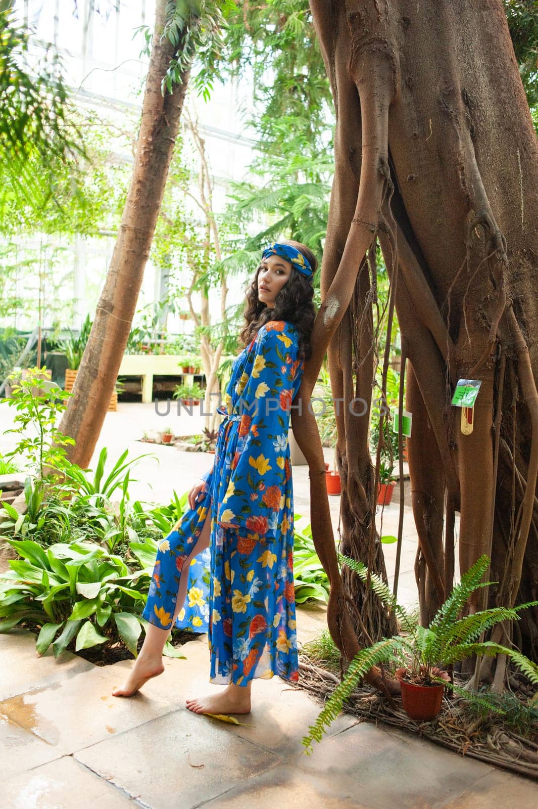 woman wearing summer clothes on tropical resort