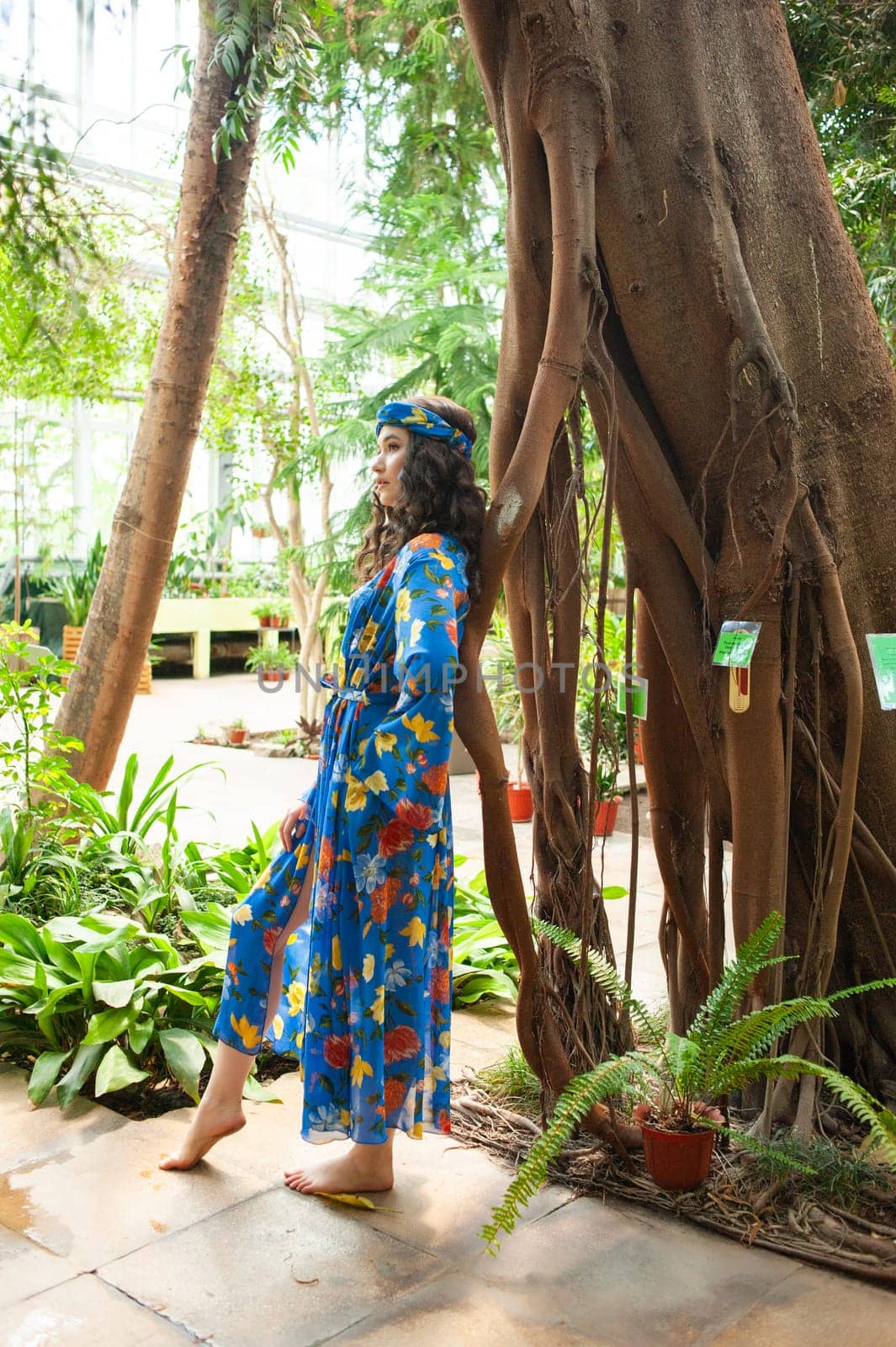 woman wearing summer clothes on tropical resort