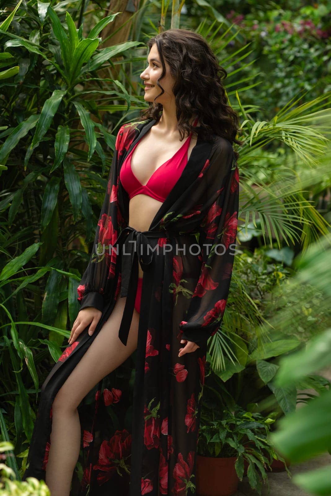 woman wearing summer clothes on tropical resort