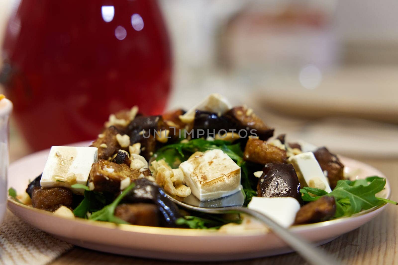 Lady bug cracker with cream cheese and tomato on festive table