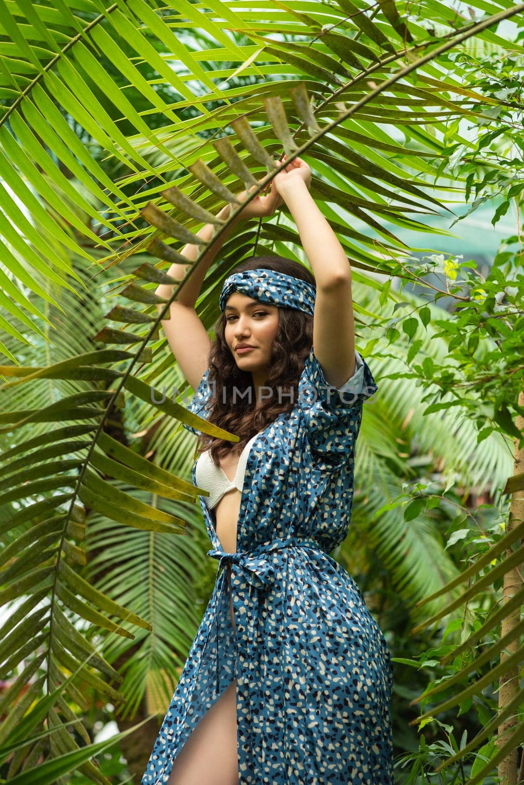 woman wearing summer clothes on tropical resort