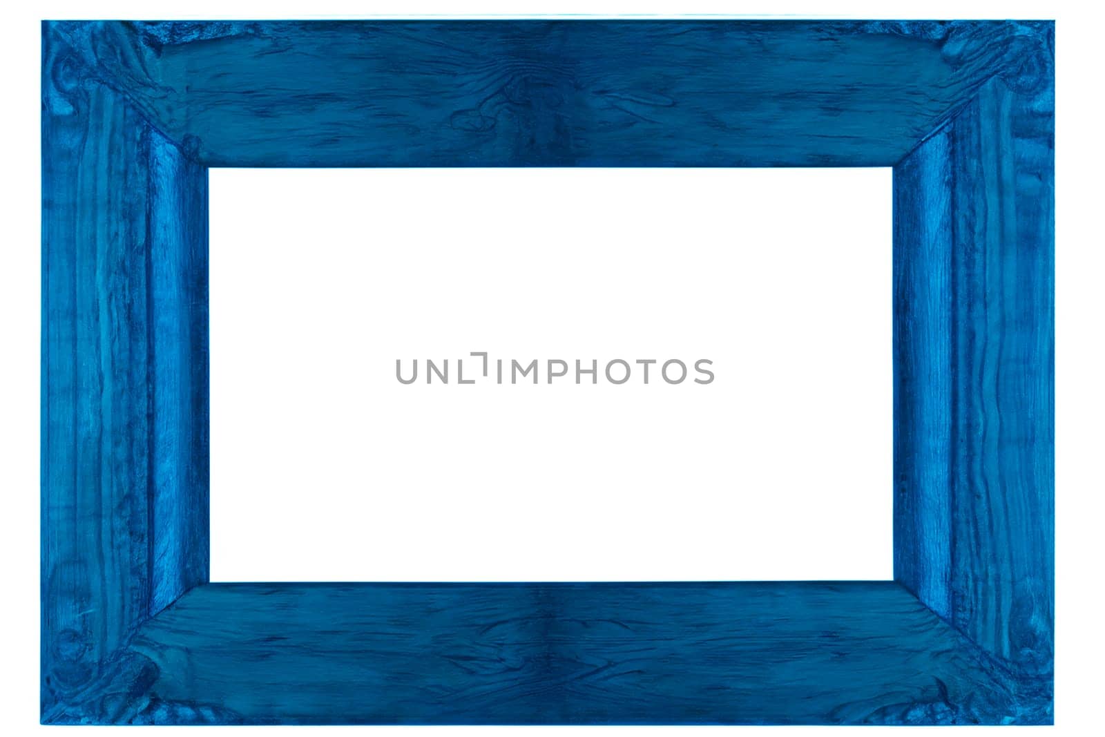 ai generated blue painted old oak picture frame landscape