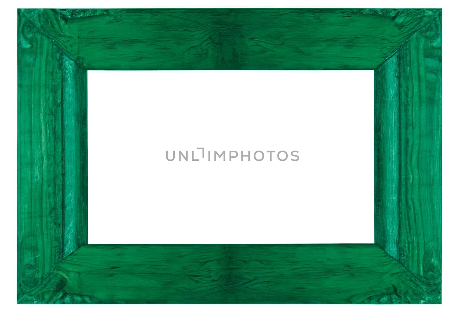 ai generated green painted old oak picture frame landscape on trandparent background