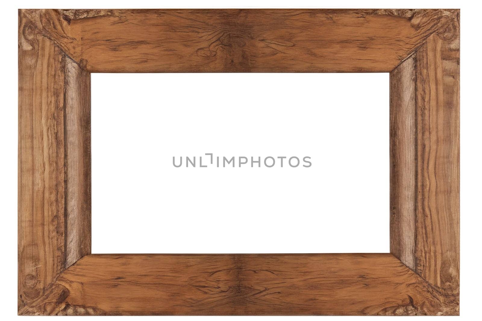 ai generated old oak picture frame landscape isolated on trandparent background