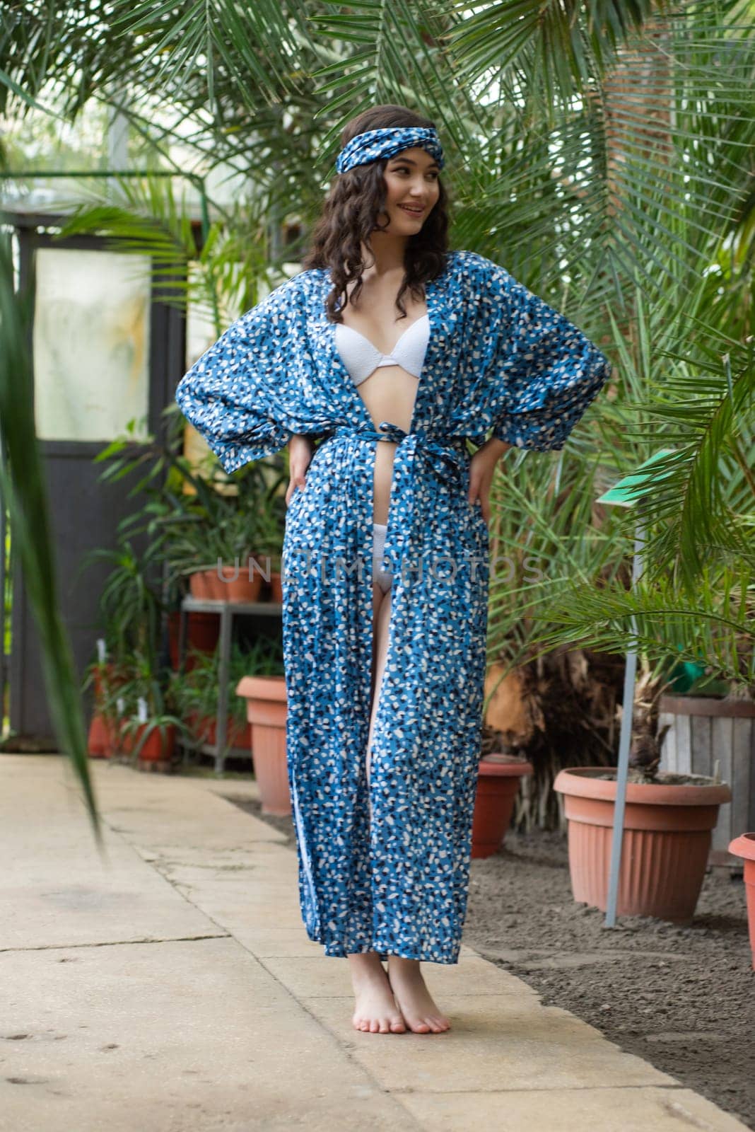 woman wearing summer clothes on tropical resort