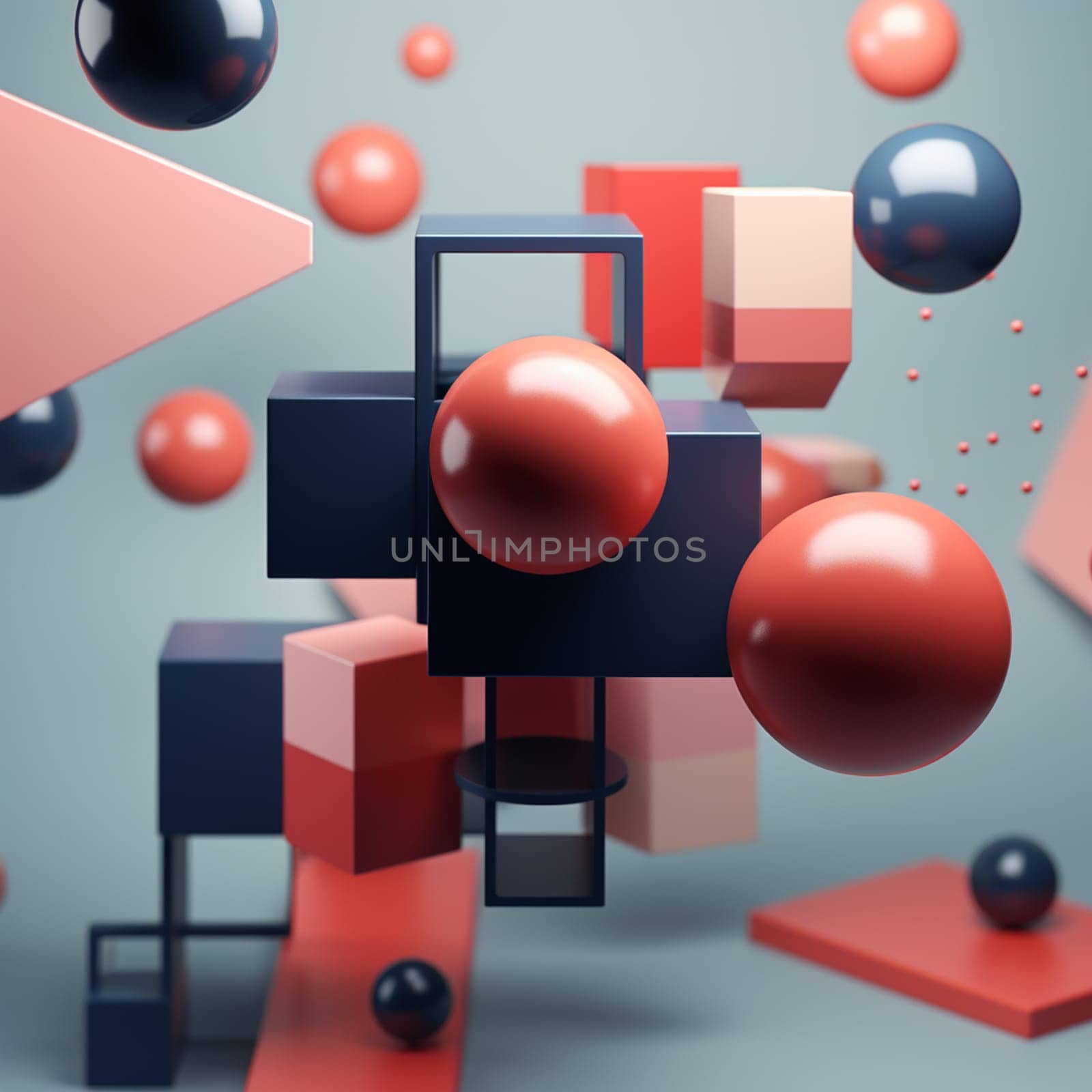 3D rendering abstract background geometric shape. Blue background by Andelov13