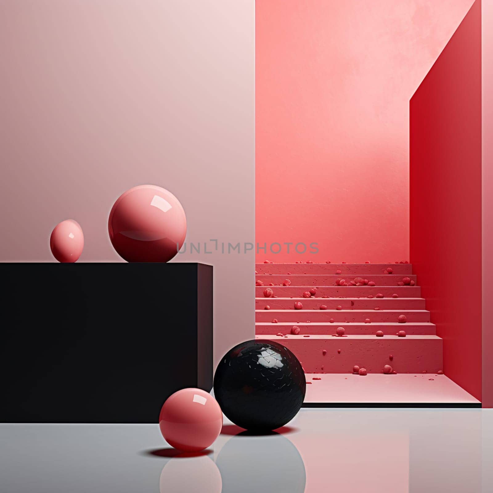 3D rendering geometric shapes, Product Stand with frame, marble, Minimal design. High quality photo