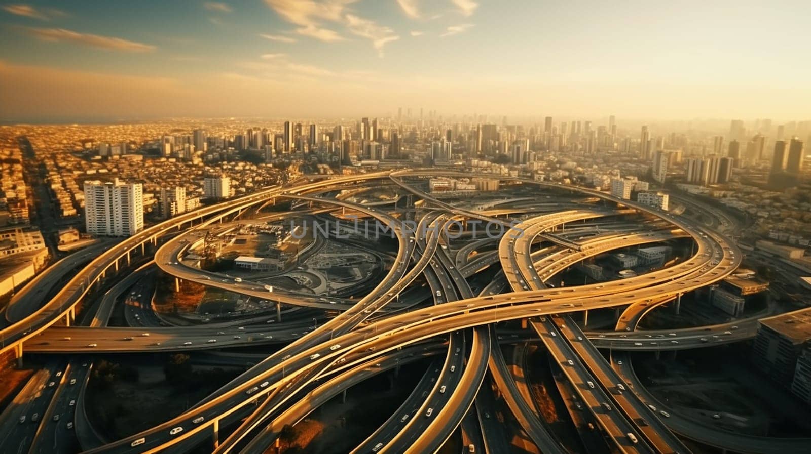 aerial view of a highway intersection by Andelov13