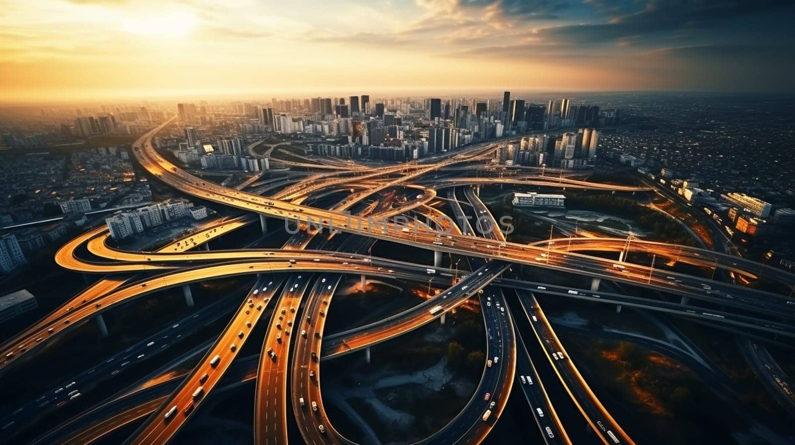 Aerial photography bird-eye view of City viaduct bridge road streetscape landscape . High quality photo