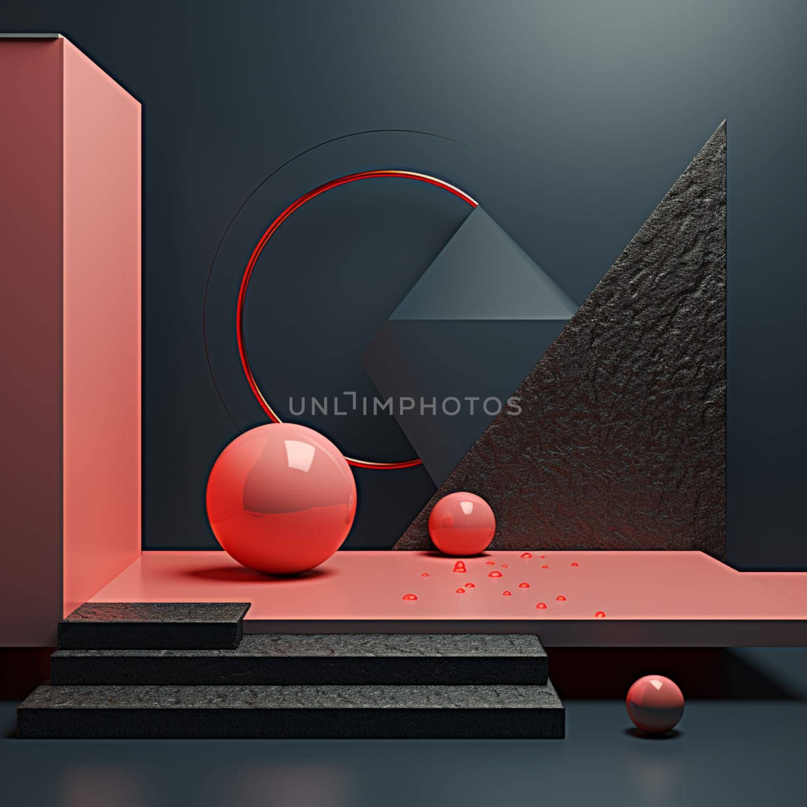 3D rendering geometric shapes, Product Stand with frame, marble, Minimal design. High quality photo