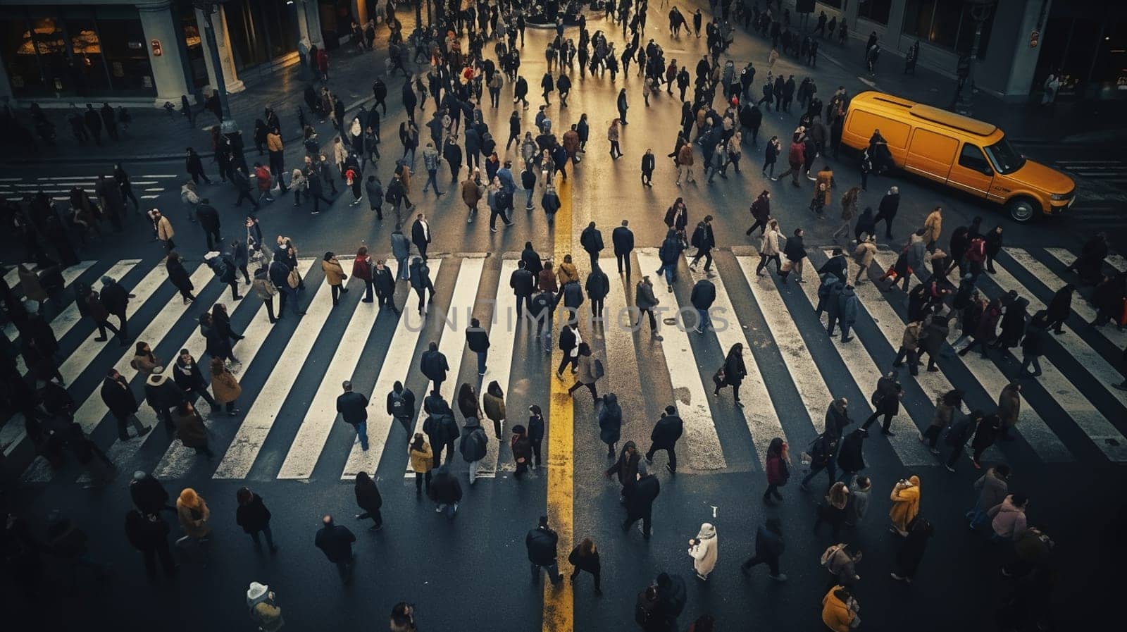 City Busy pedestrian crossing. rush hour by Andelov13
