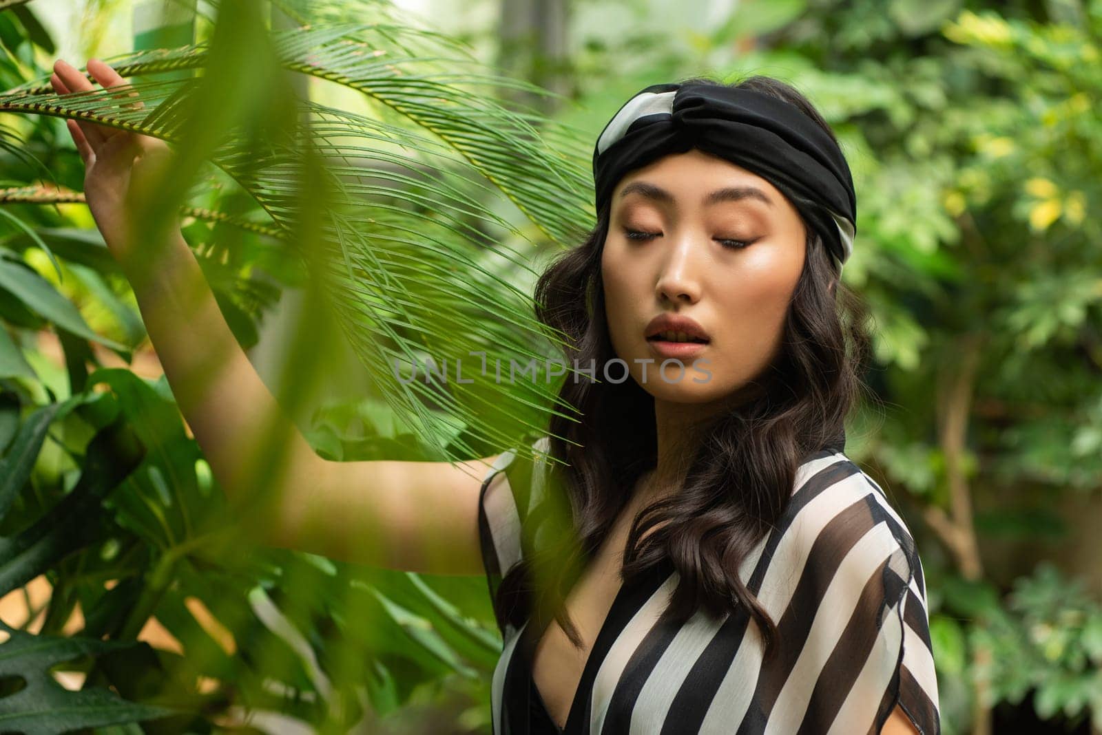 woman wearing summer clothes on tropical resort