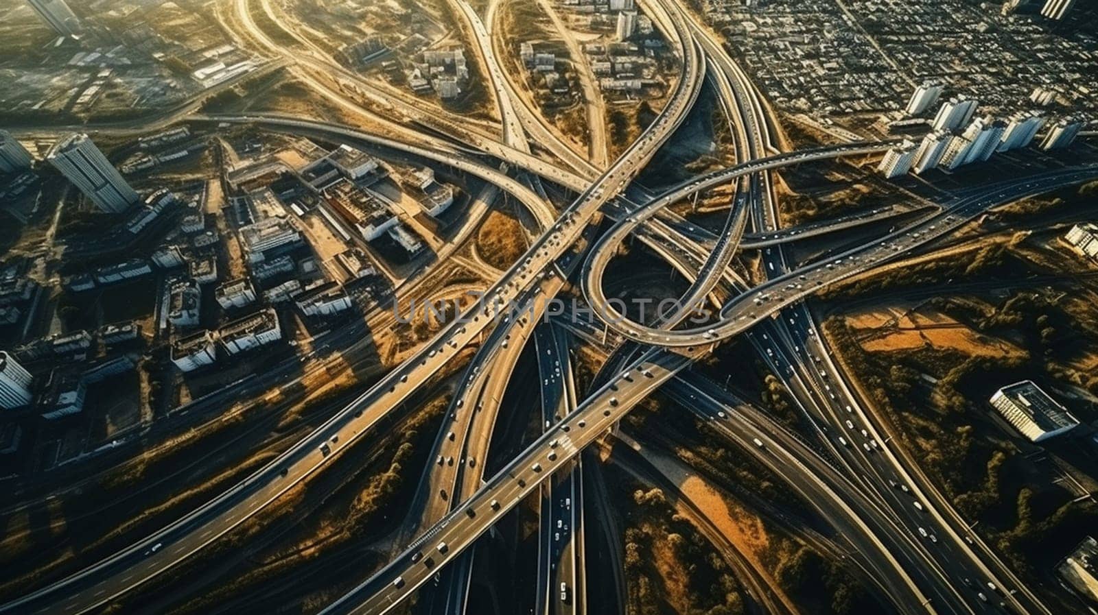 aerial view of a highway intersection by Andelov13