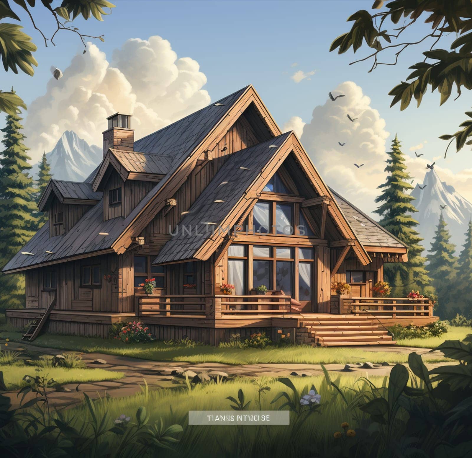 cabin, house in the woods 3d rendering by Andelov13