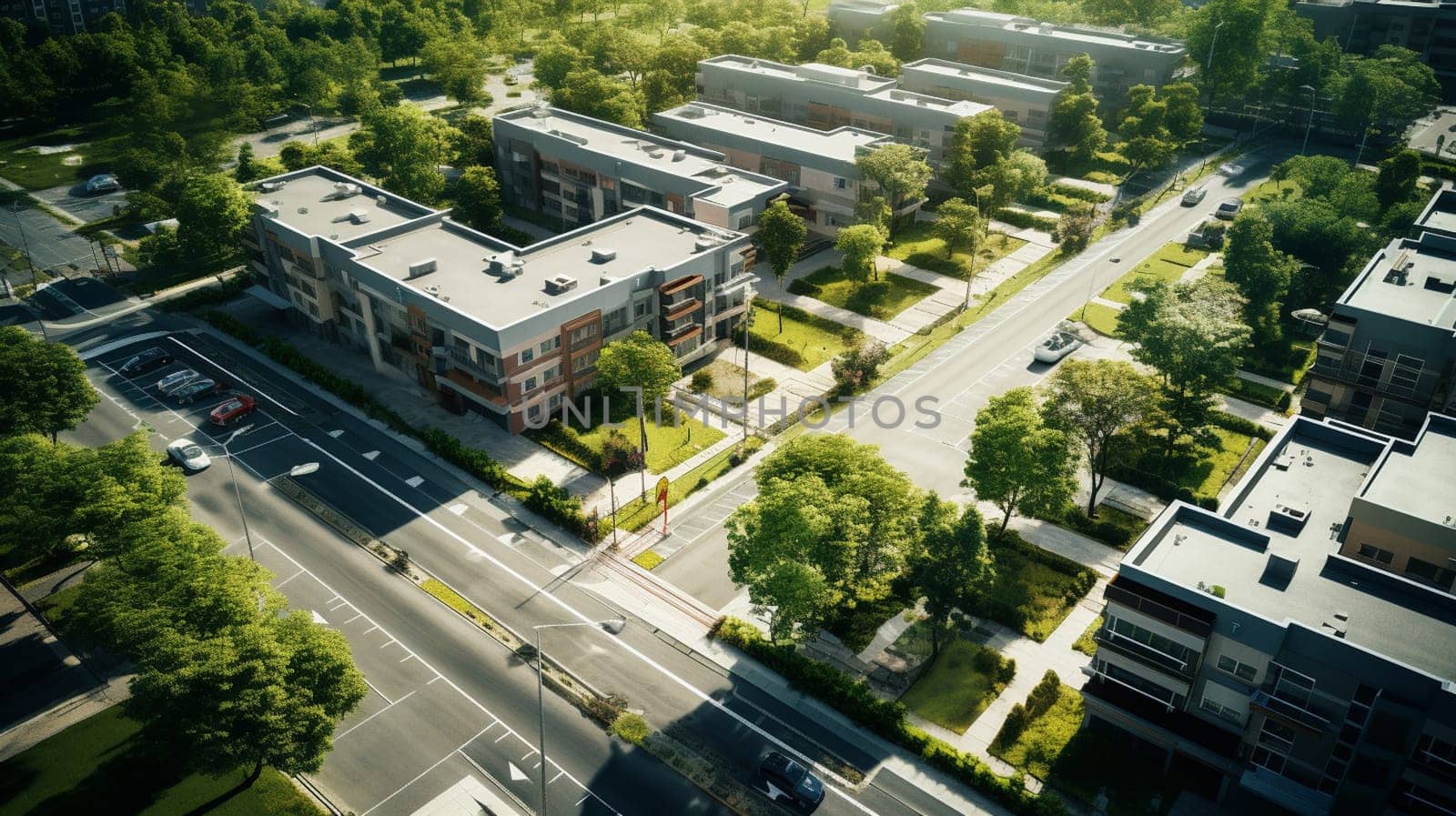 Top view apartments complex building urban lifestyle district landscape with small town by Andelov13
