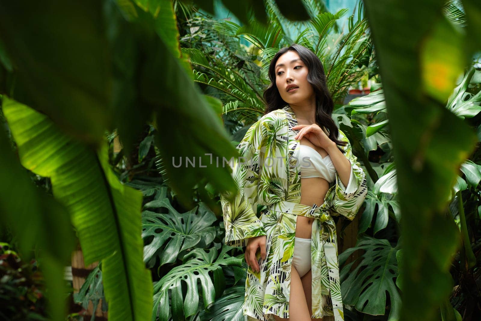 woman wearing summer clothes on tropical resort