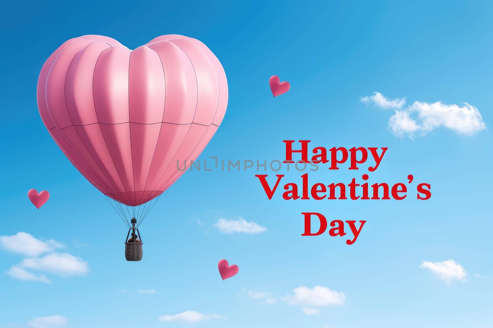 happy valentines day hot air balloon of red on blue sky pragma