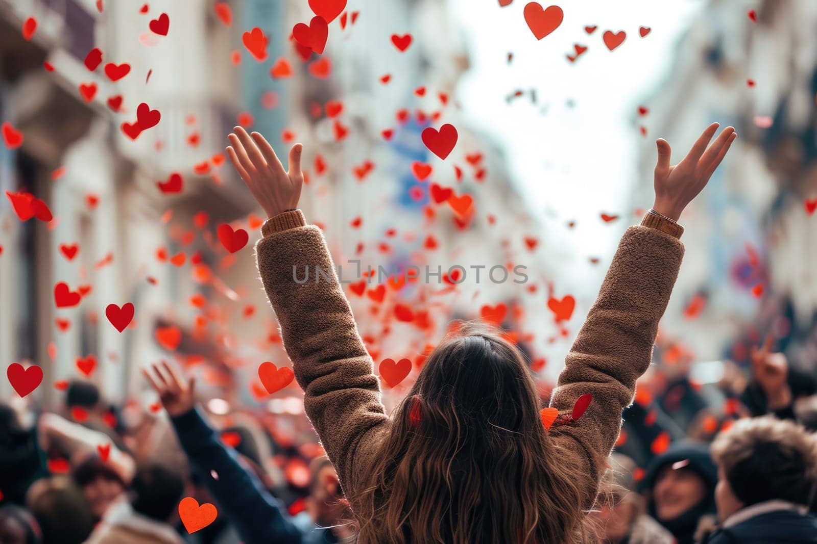 people on the street celebrate valentines day with love and joy pragma