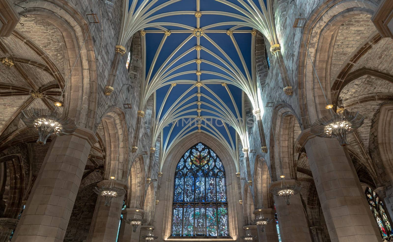 Edinburgh, Scotland - Jan 18, 2024 - Interior view of The thistle chapel in St Giles' Cathedral or the High Kirk. The most important place of worship in the Edinburgh, Space for text, Selective focus.