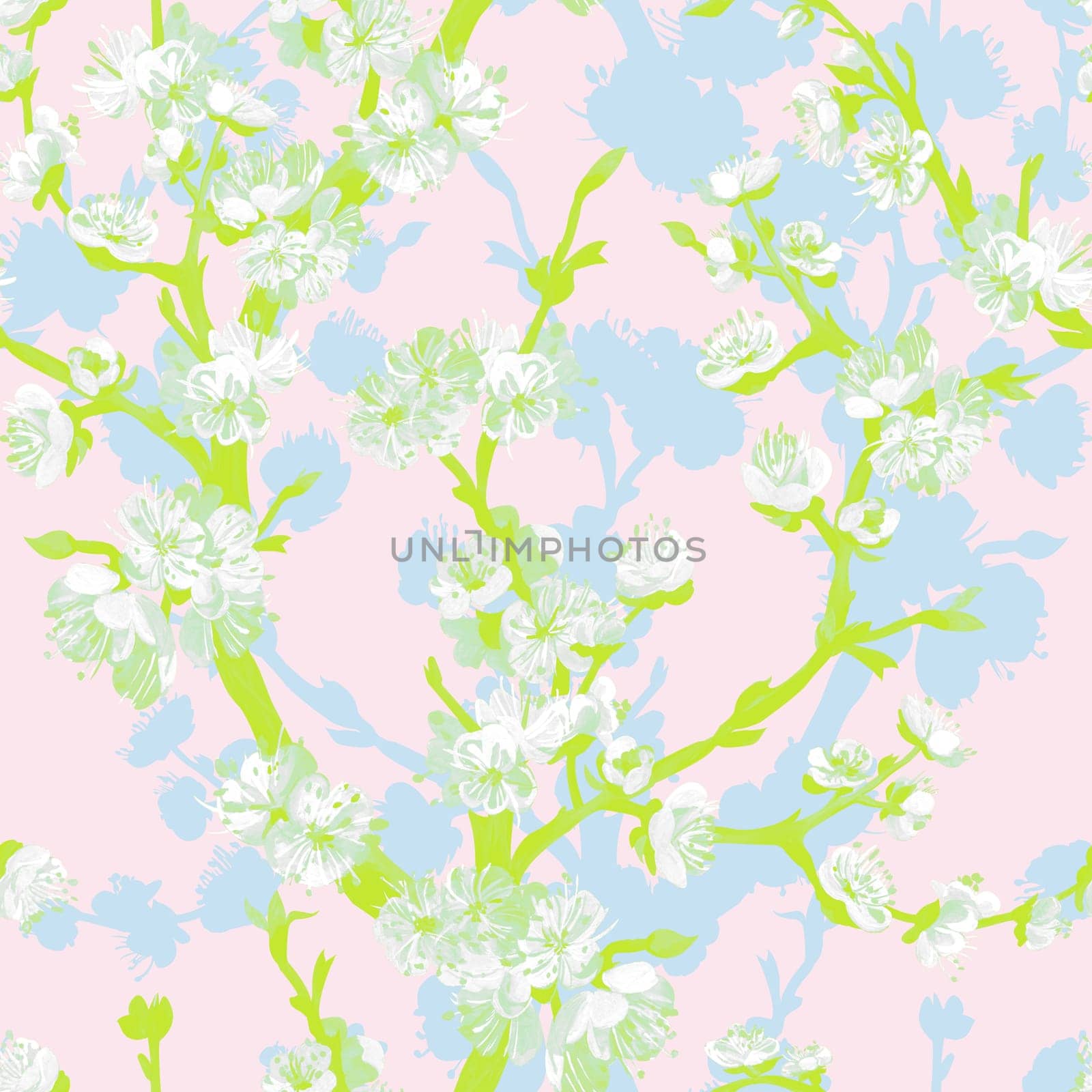 Abstract pattern with sakura silhouettes for textile by MarinaVoyush