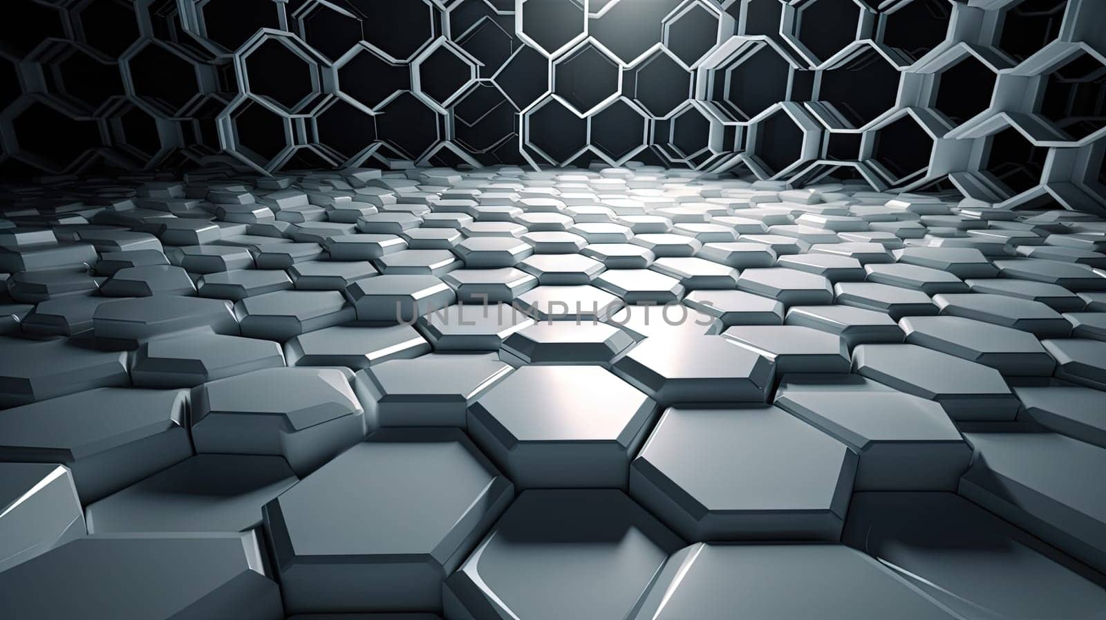 Abstract background with hexagonal tiles. Tech styled hex pattern. Generated AI