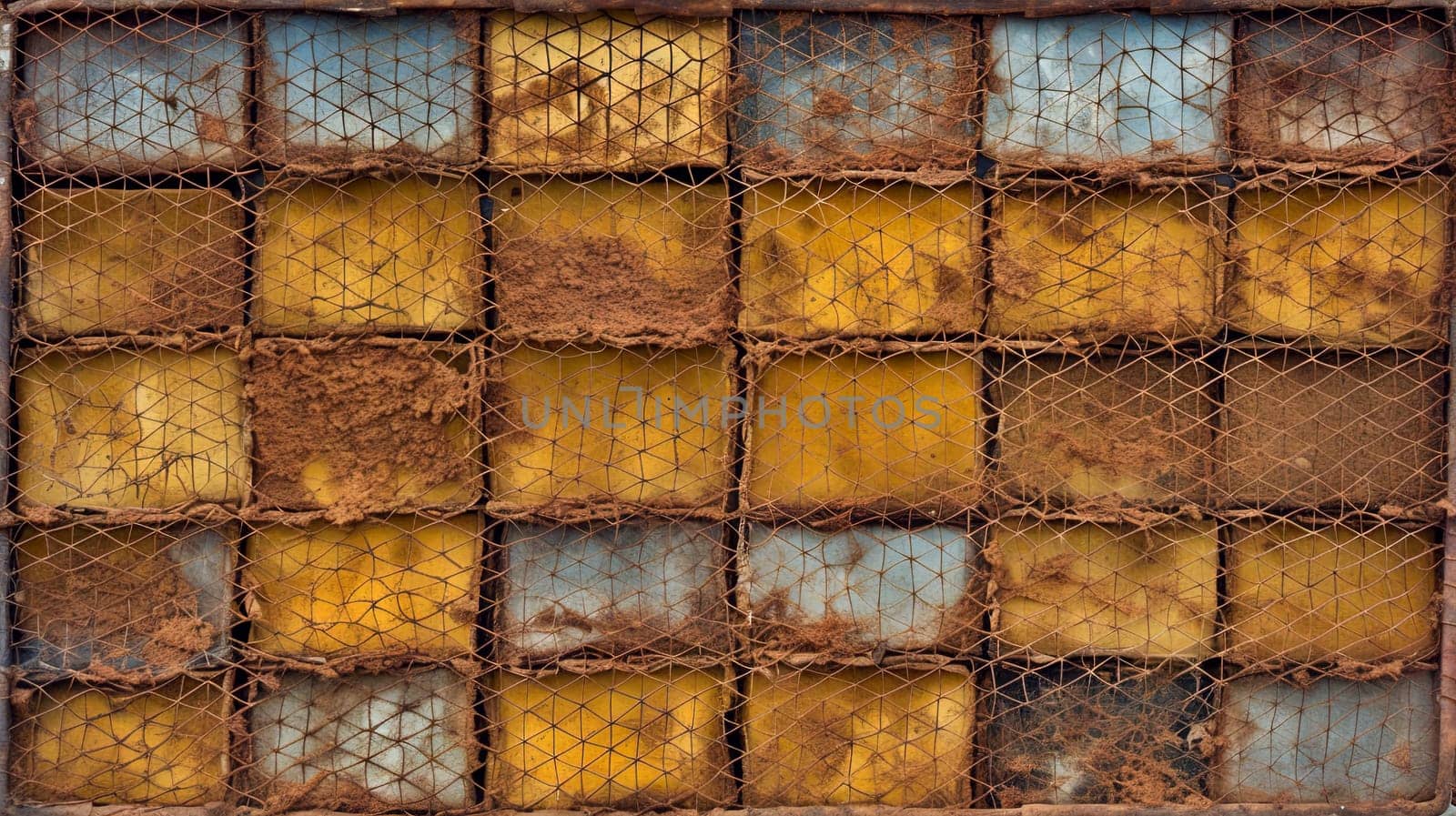 Abstract metallic grid background. Rusty industrial grid texture. Generated AI. by SwillKch