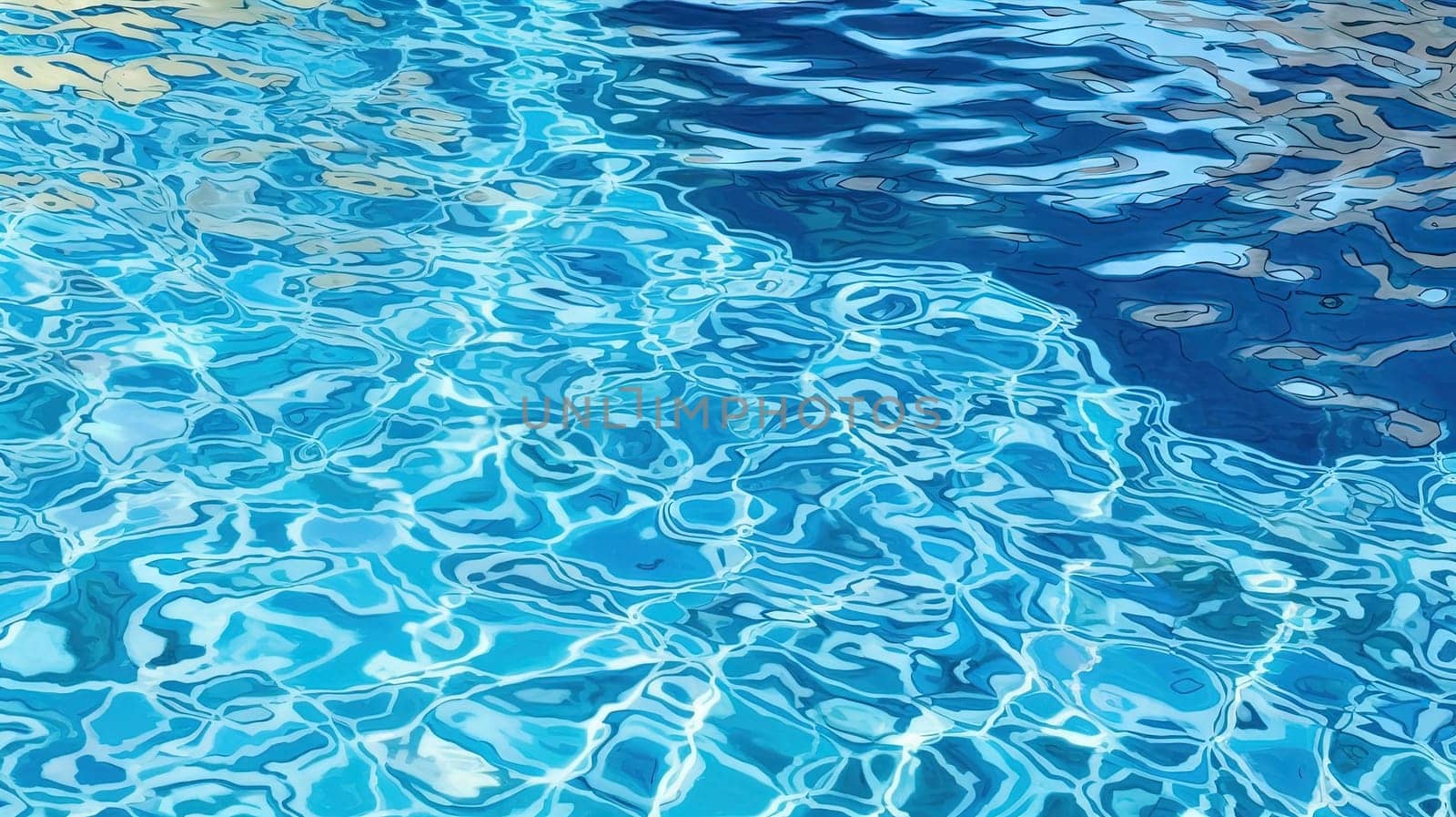 Ripples on the blue pool water. Shiny waves of clean pool water. Generated AI