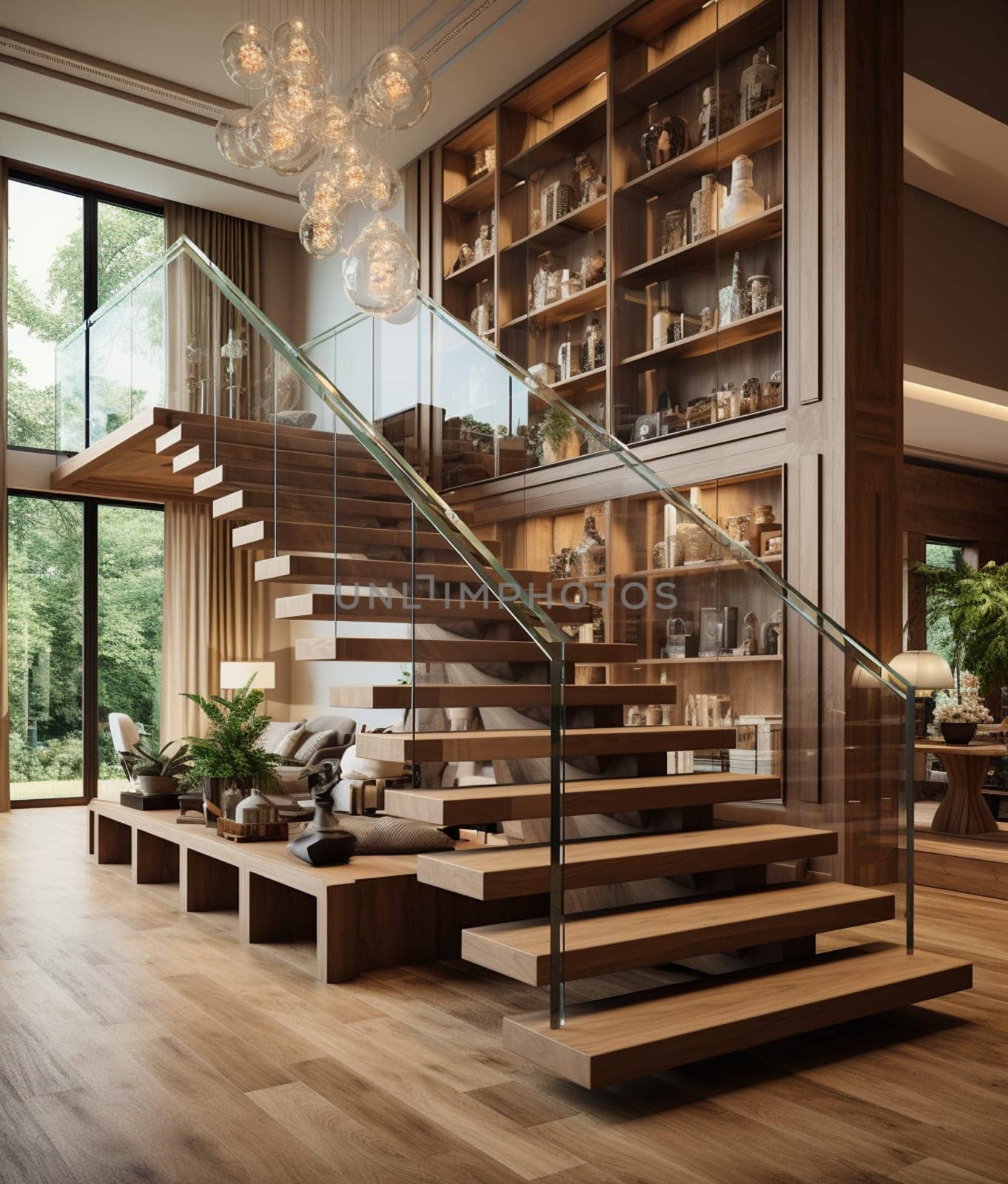 Minimalistic stairs in modern villa interior by Andelov13