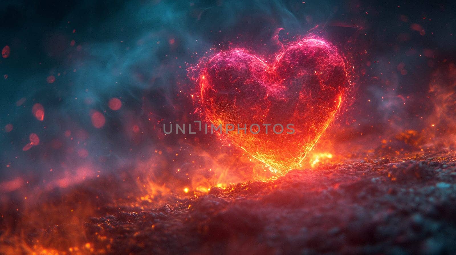 Beautiful neon 3d background with a heart by NeuroSky