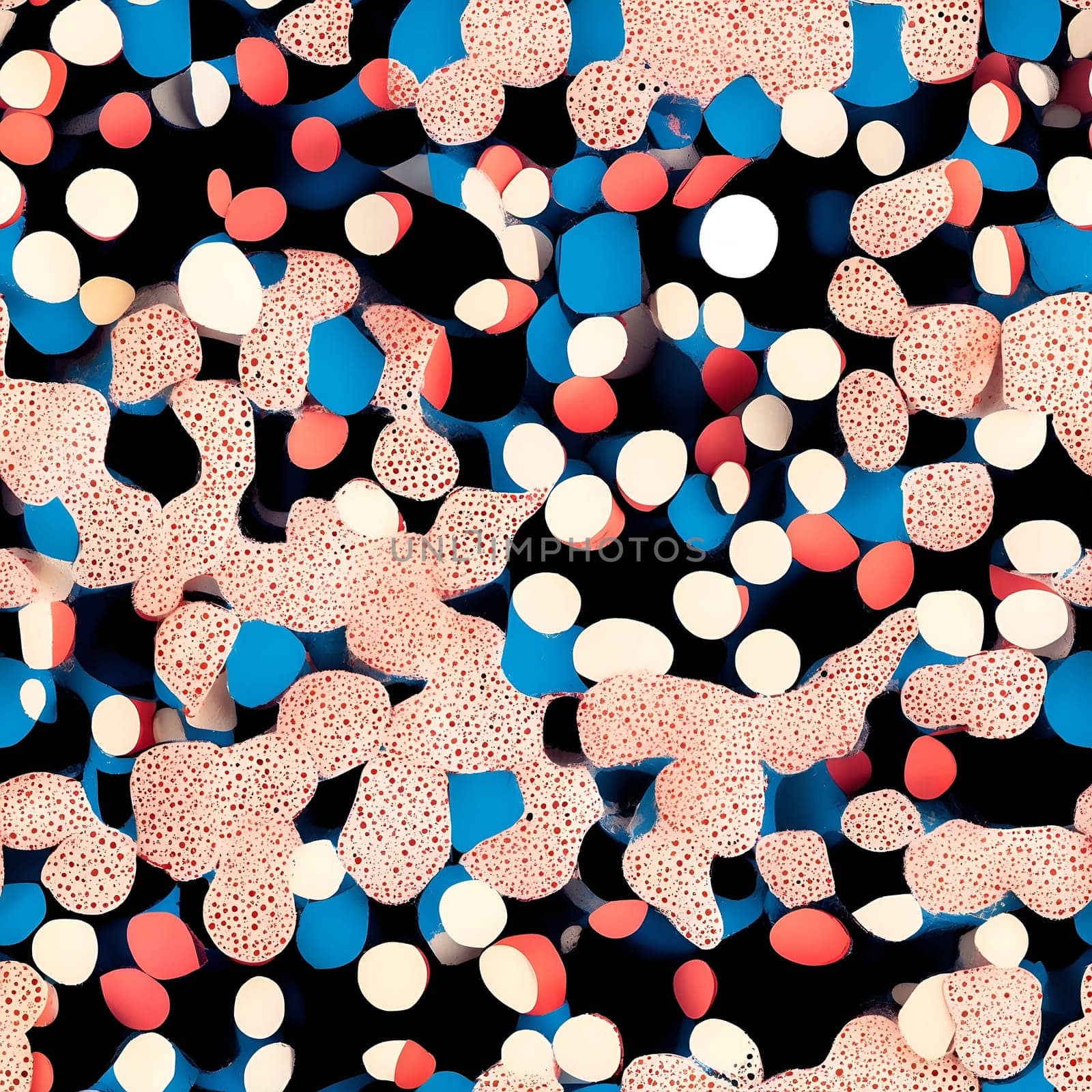 Seamless Pattern of Large Group of Red, White, and Blue Dots. Generative AI. by artofphoto