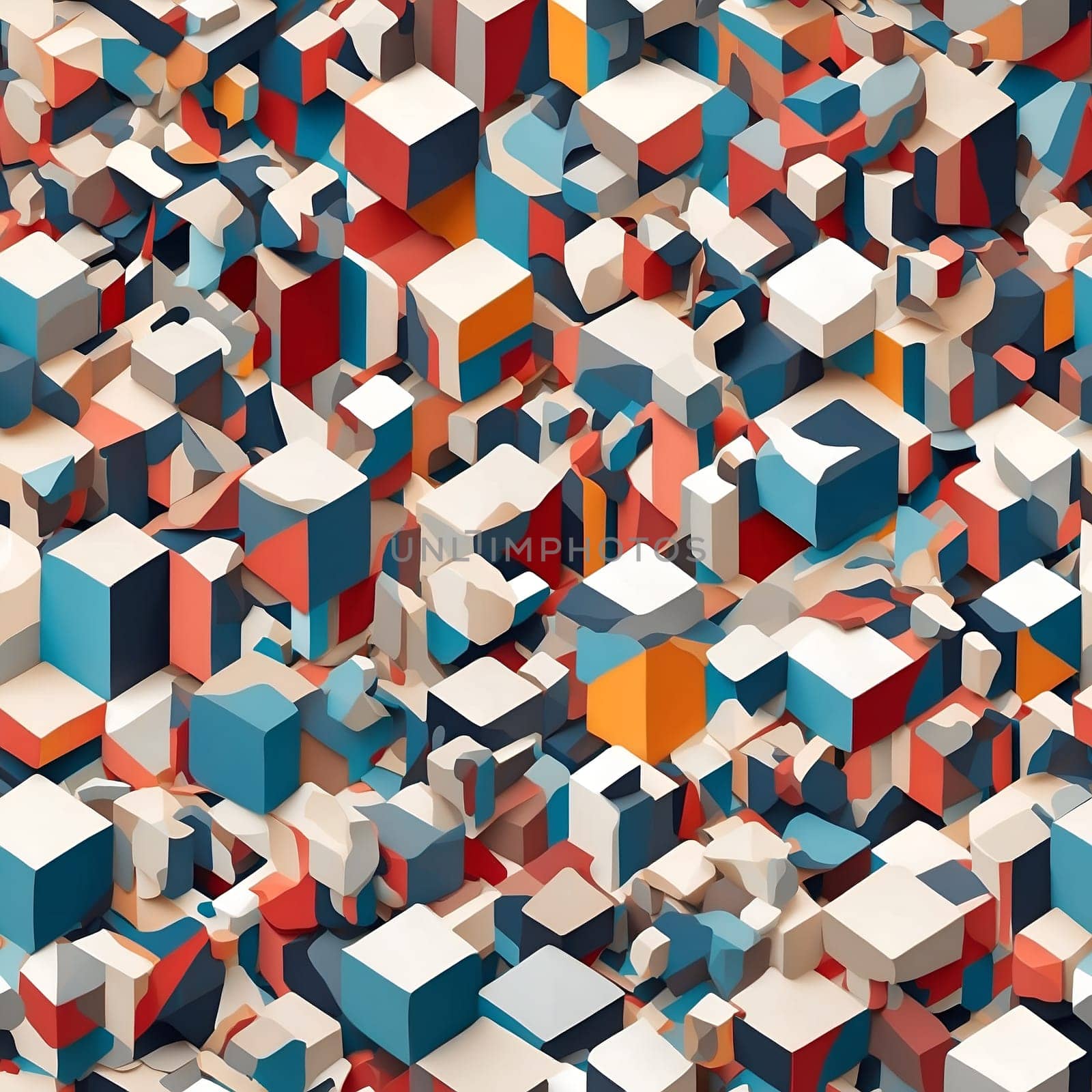 Colorful Cubes With Different Colors Arranged in a Seamless Pattern. Generative AI. by artofphoto