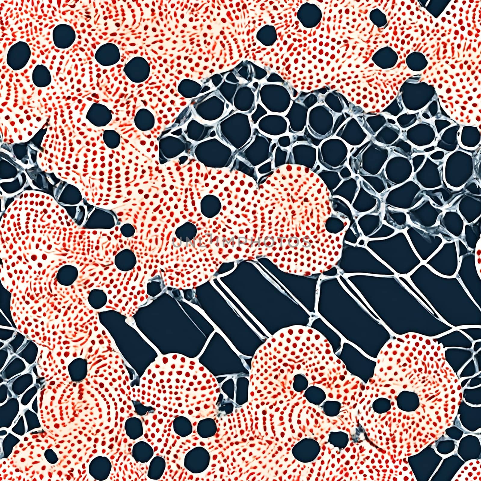 Black and Red Background With Circles and Dots. Generative AI. by artofphoto