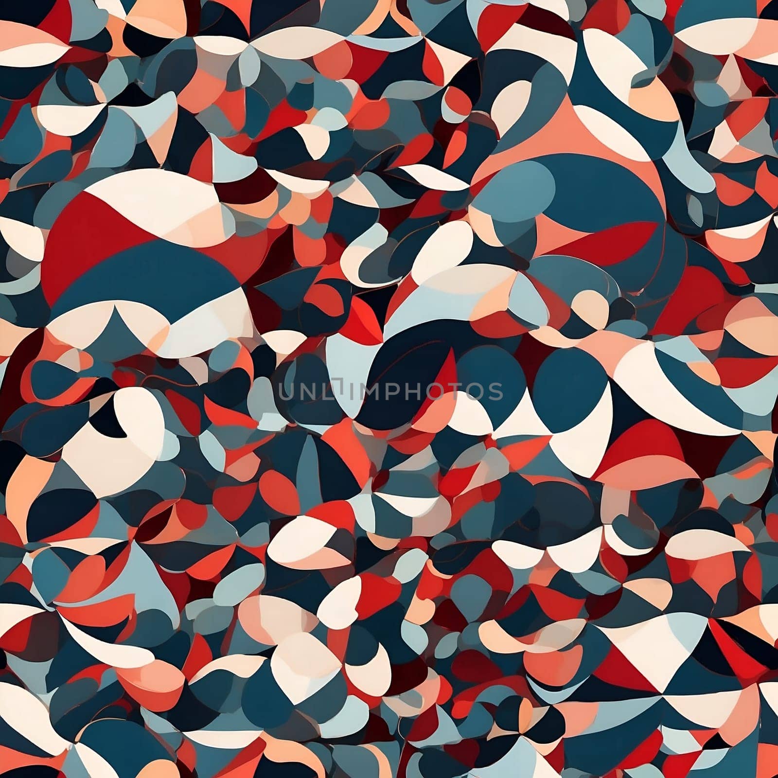 A seamless pattern showcasing a colorful abstract background filled with an array of distinctive shapes.