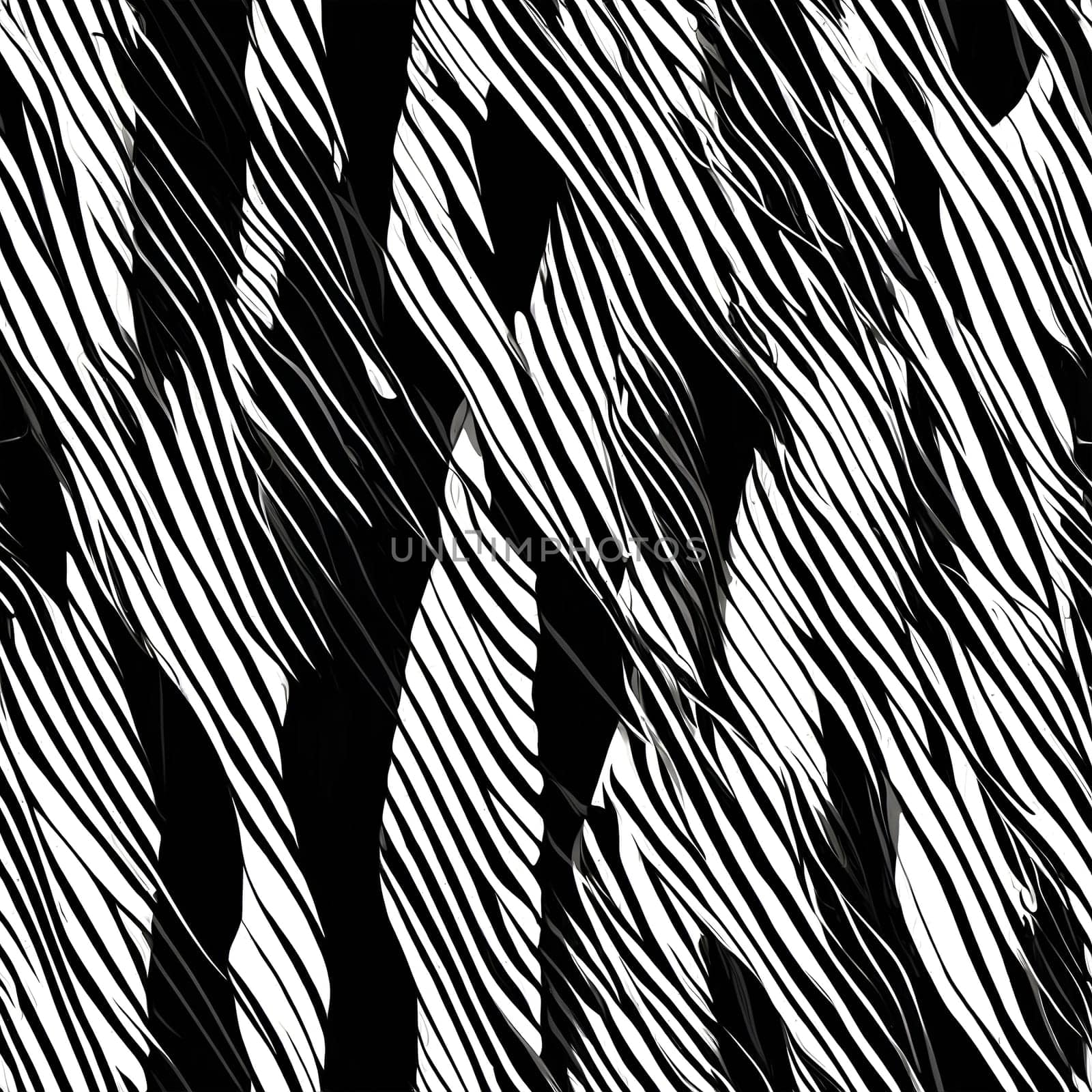 Black and White Seamless Pattern of Zebra Stripes. Generative AI. by artofphoto