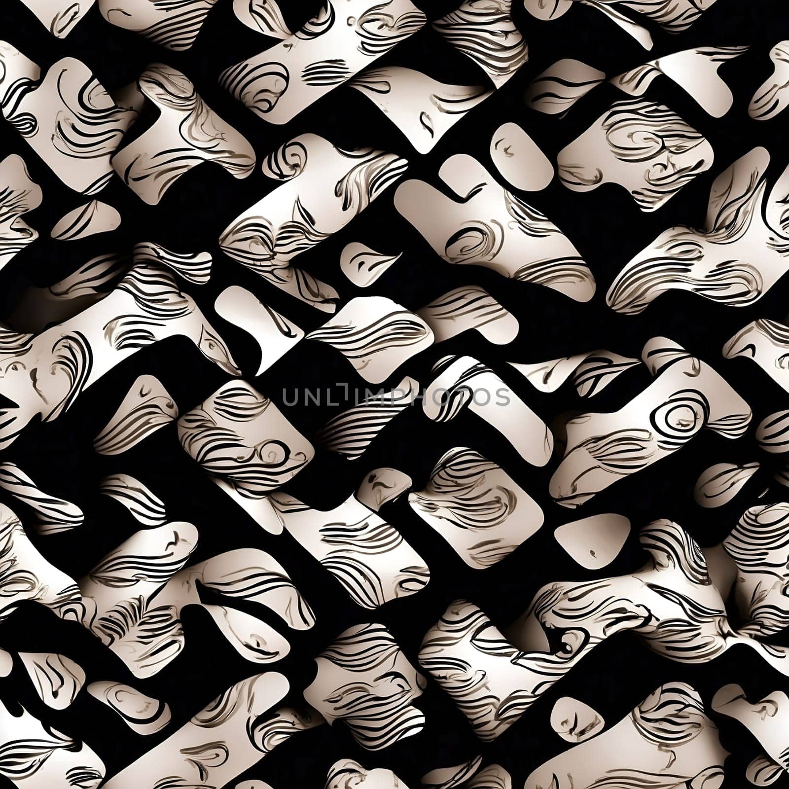 Black and White Photo of a Seamless Pattern. Generative AI. by artofphoto