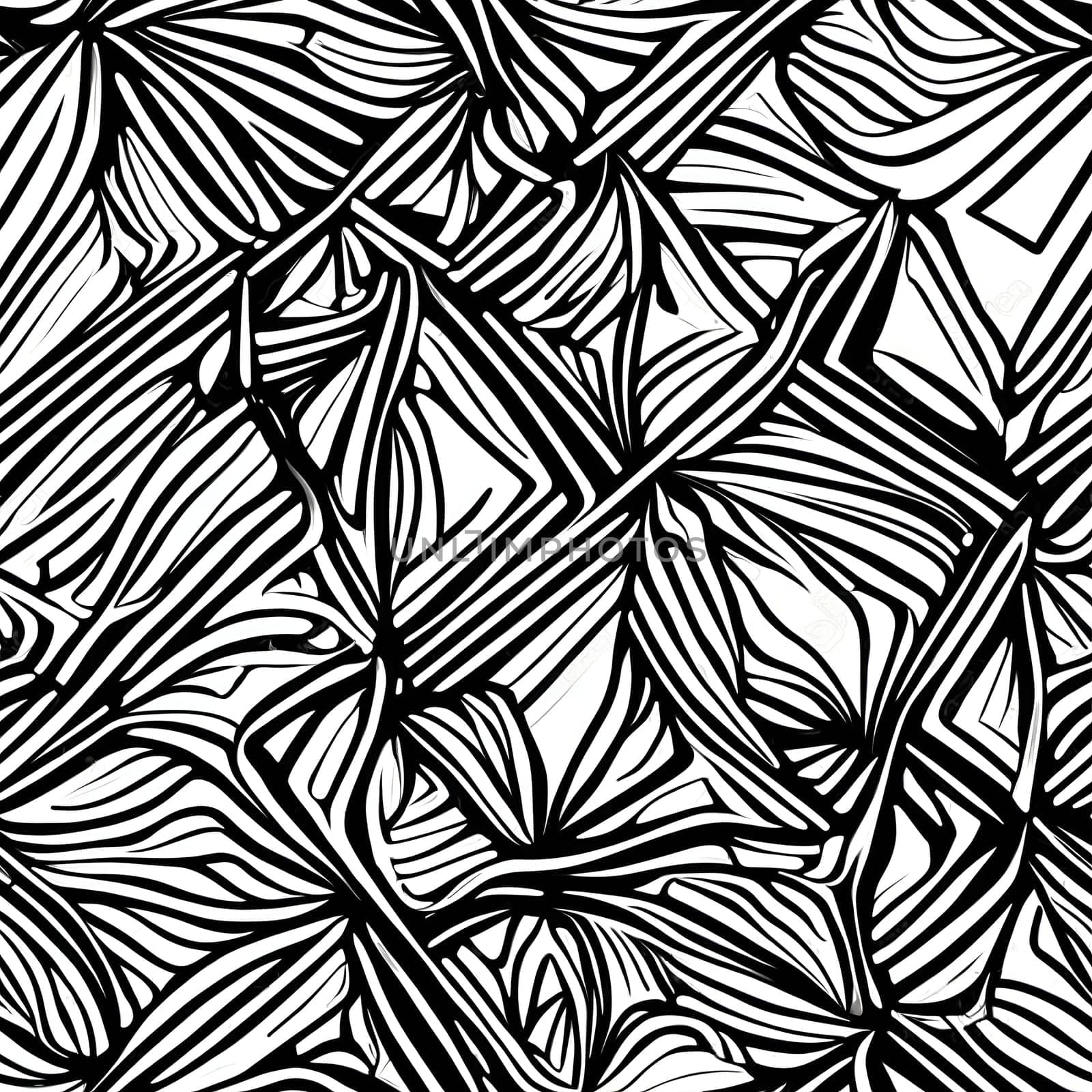 A detailed and intricate black and white design, creating a seamless pattern.
