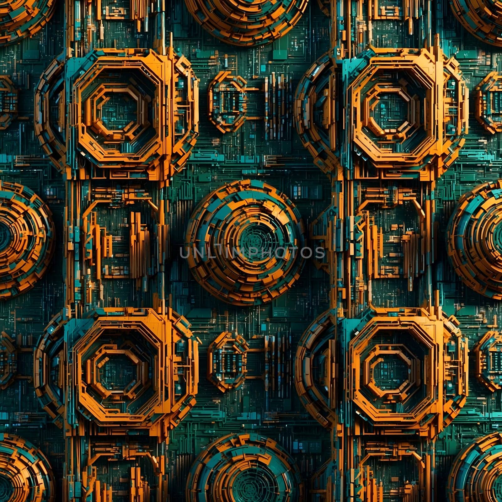 Close Up of a Seamless Circle Pattern. Generative AI. by artofphoto