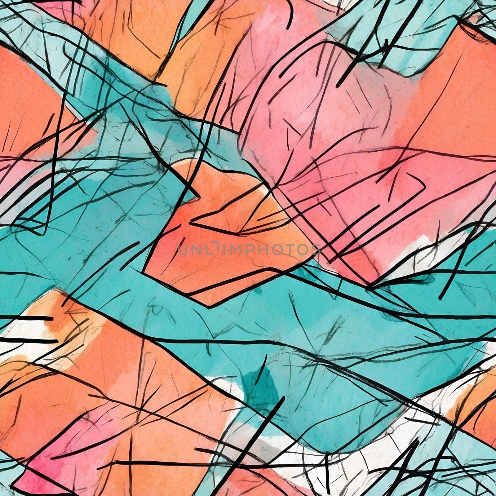 Abstract Painting With Colorful Lines Creating a Seamless Pattern. Generative AI. by artofphoto