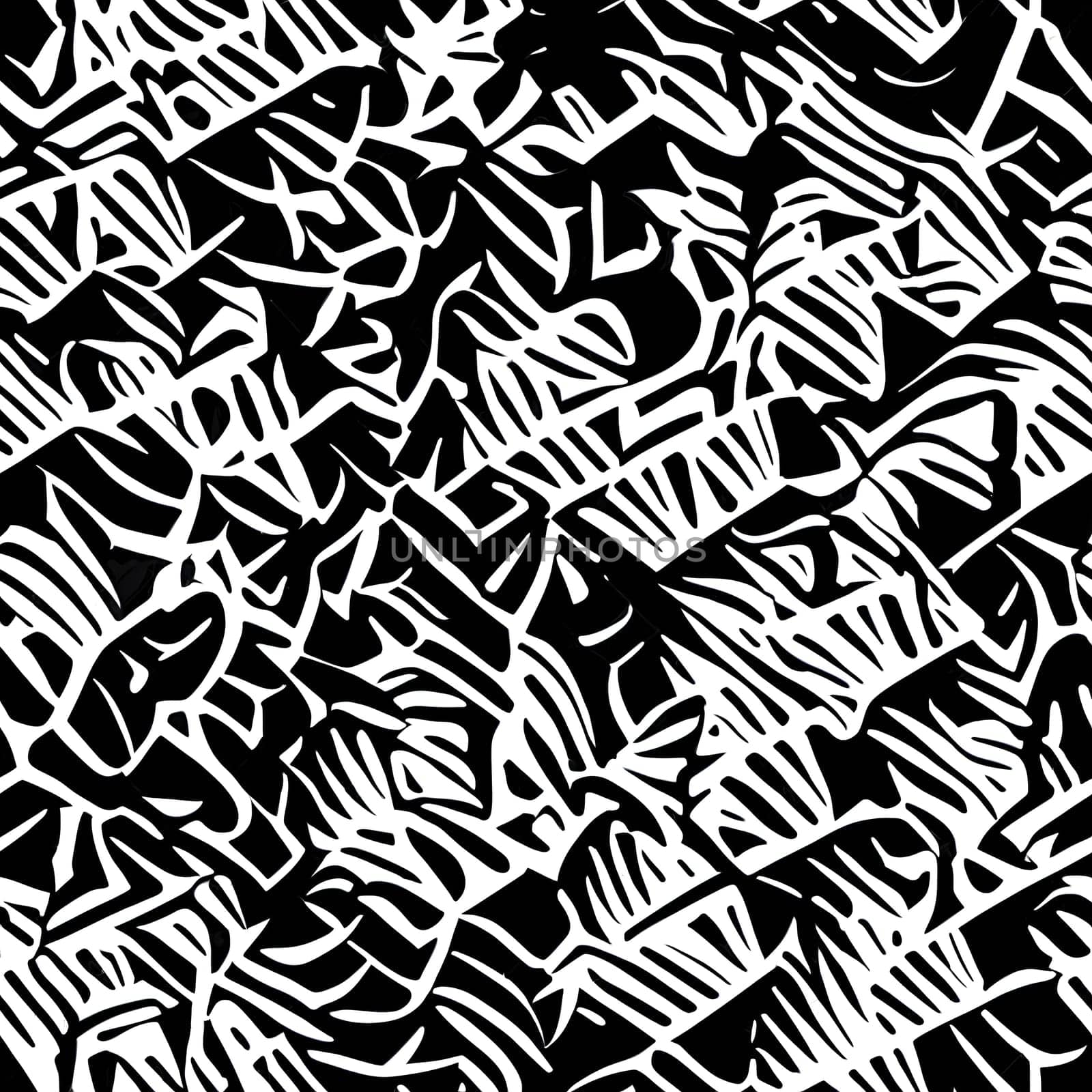 Black and White Pattern With White Letters. Generative AI. by artofphoto