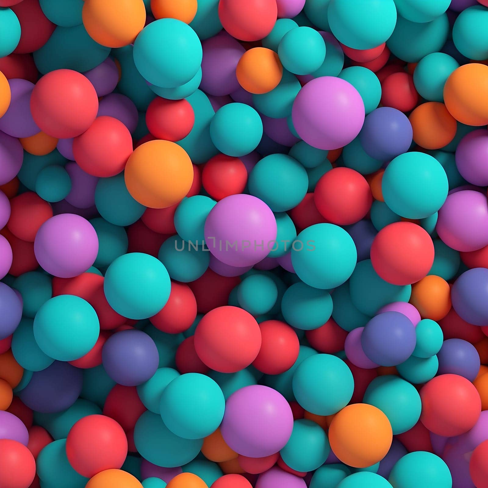 Colorful Balls Floating in the Air, Creating a Seamless Pattern. Generative AI. by artofphoto