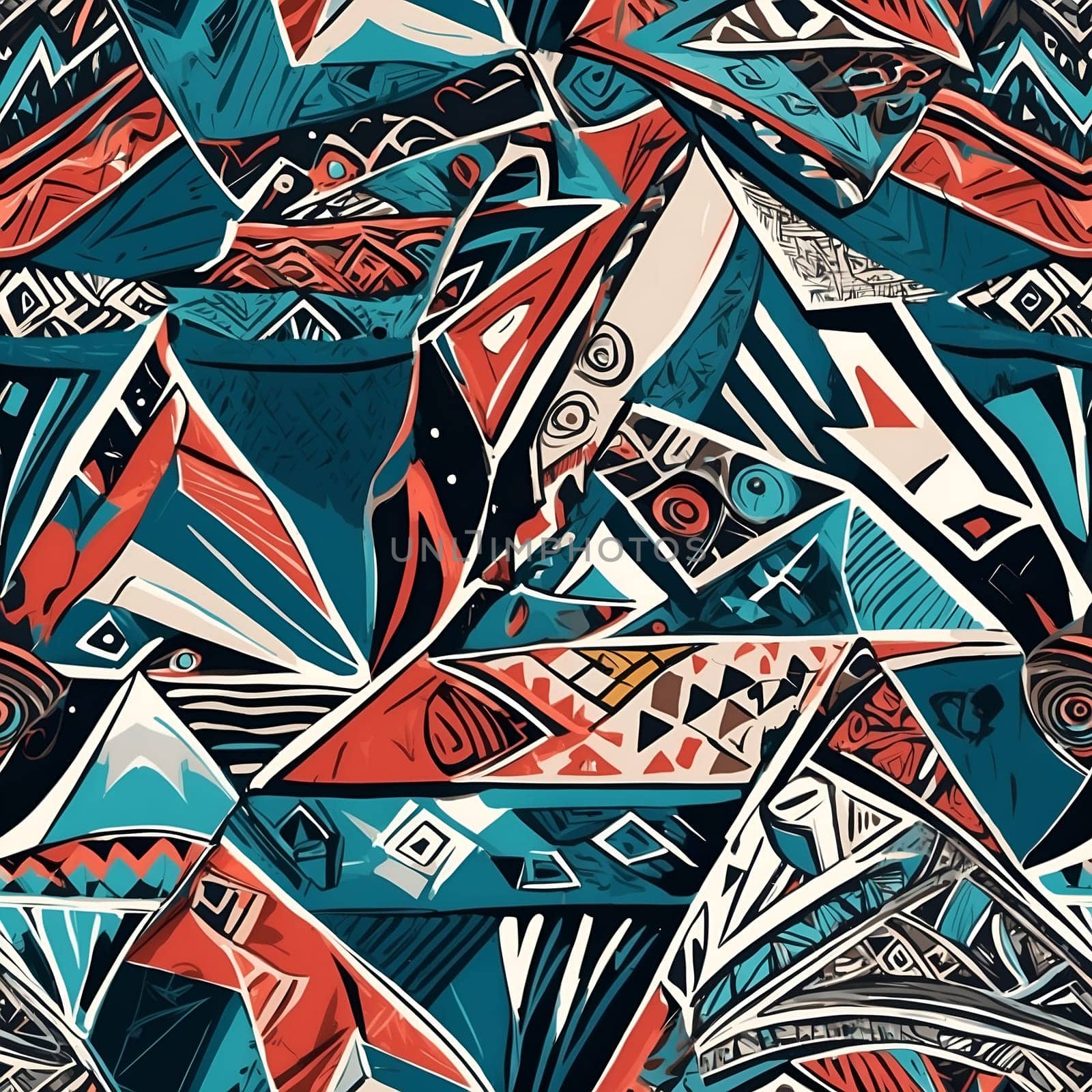 Vibrant Seamless Pattern With Diverse Shapes. Generative AI. by artofphoto