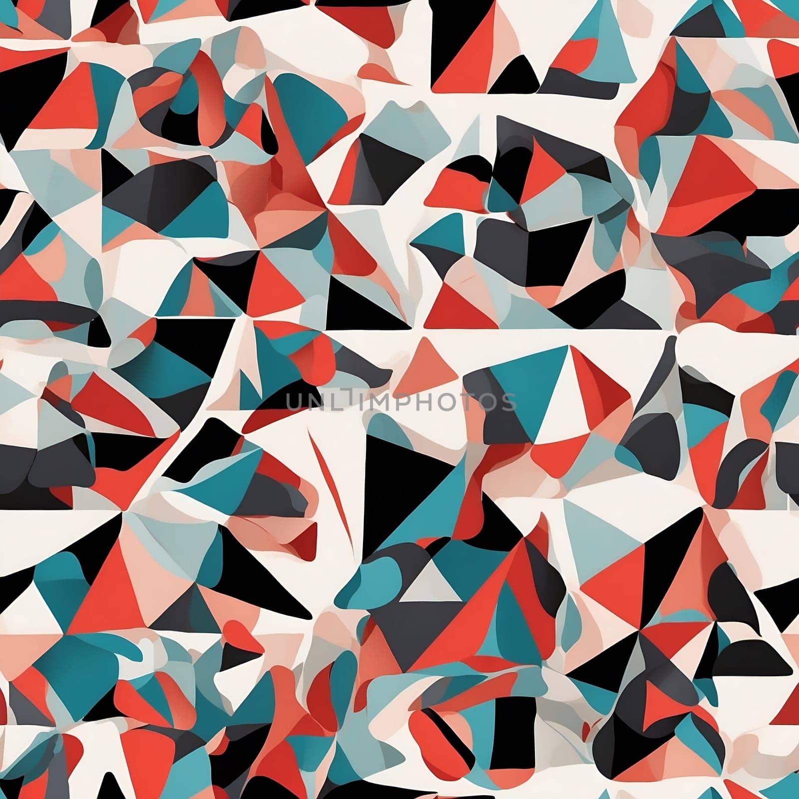 Colorful Geometric Seamless Pattern With Various Shapes. Generative AI. by artofphoto