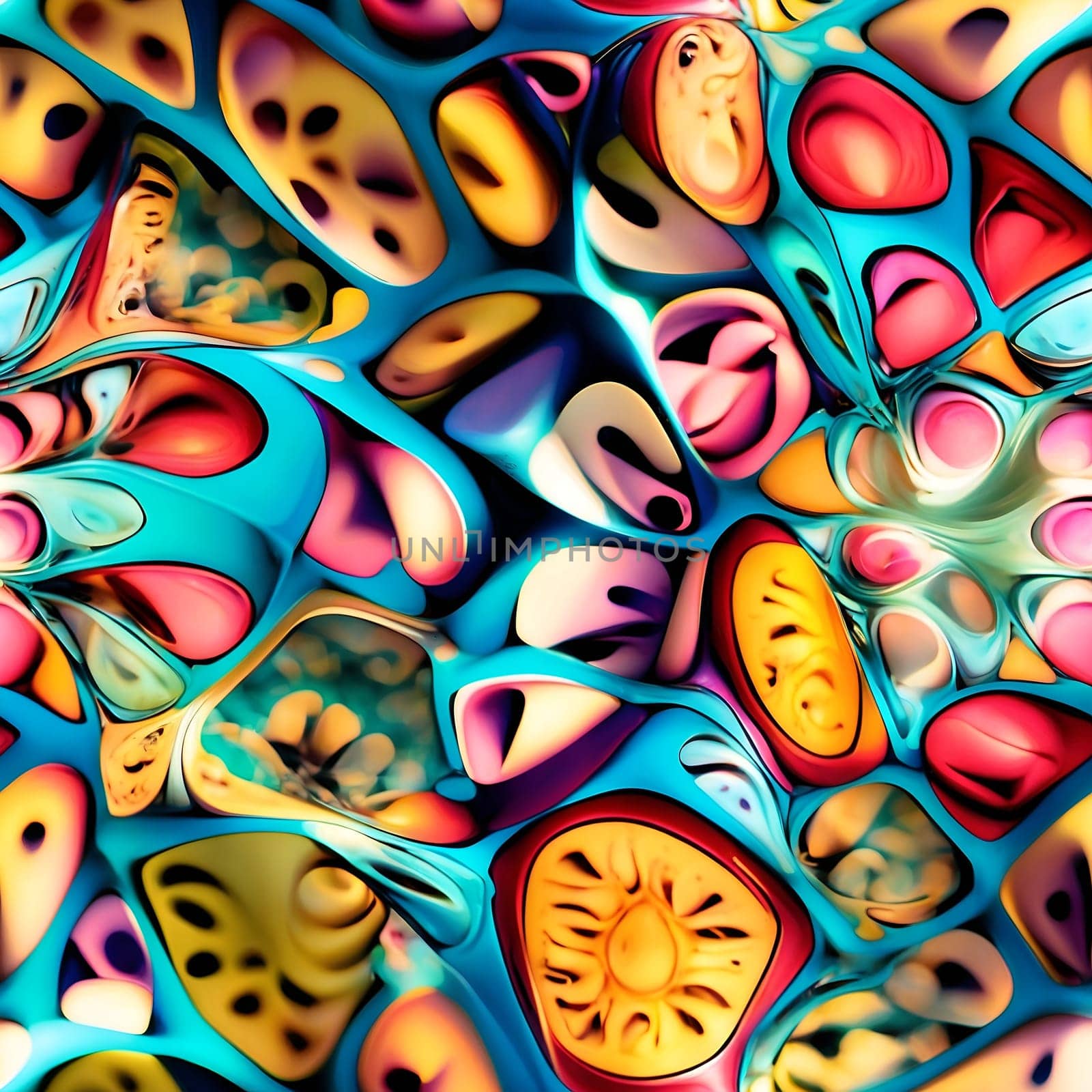 Assorted Colored Shapes and Sizes Seamless Pattern. Generative AI. by artofphoto