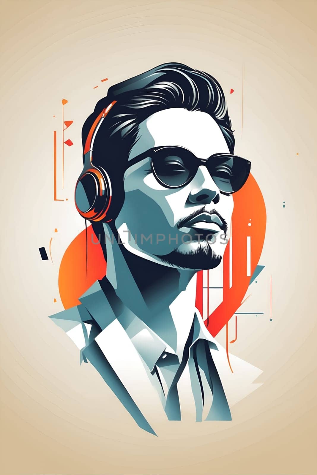 A cool and trendy photo of a man wearing headphones and sunglasses, embodying the fashion-forward look of a contemporary music enthusiast.