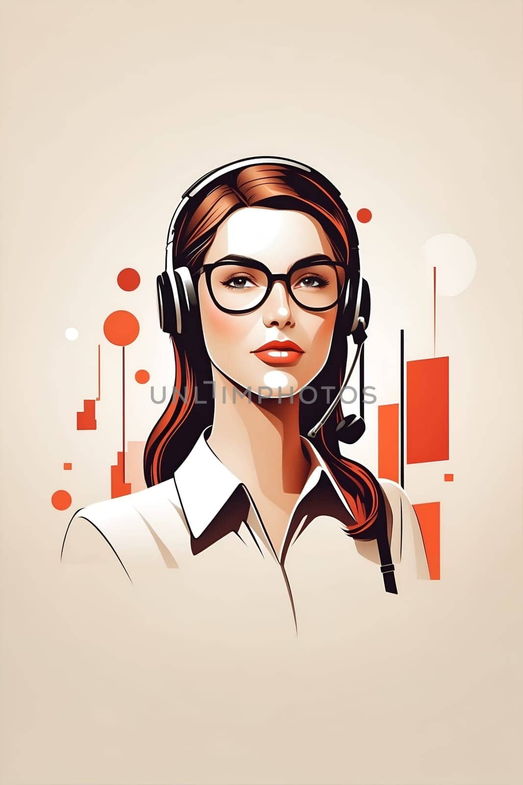 Woman Wearing Headphones and White Shirt. Generative AI. by artofphoto