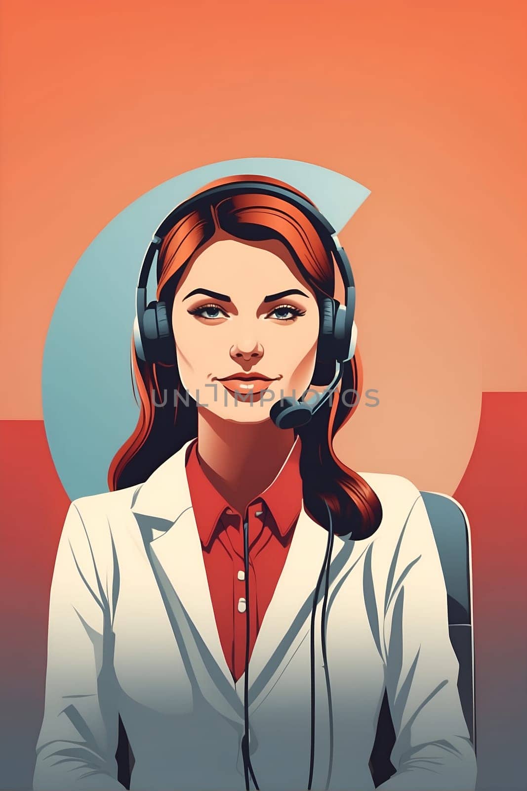 Woman Wearing Headset With Microphone, Communication Professional at Work. Generative AI. by artofphoto