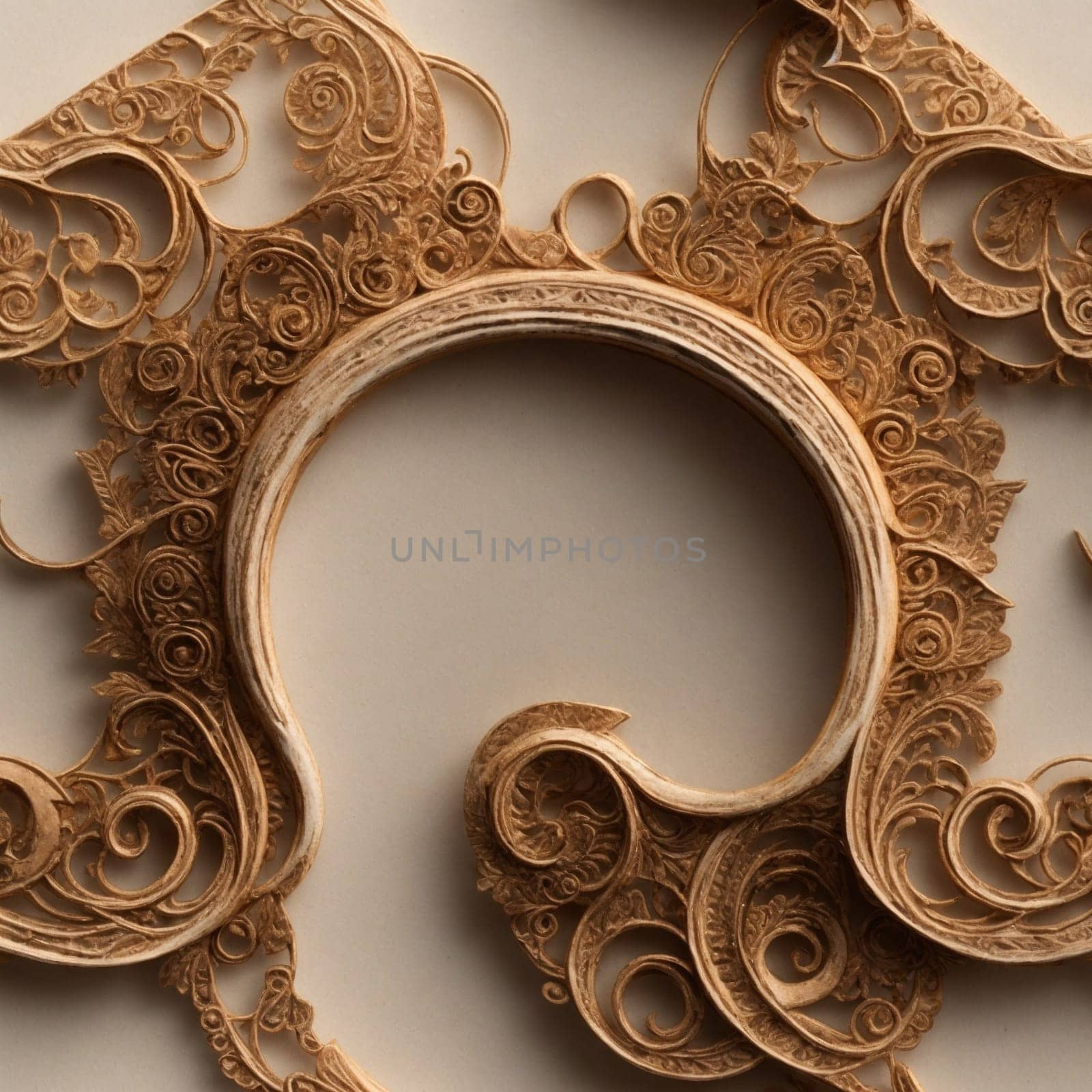 Close Up of Intricately Designed Wooden Piece With Floral Patterns. Generative AI. by artofphoto